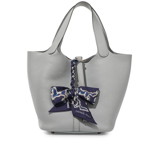 Hermes Bleu Pale Clemence Picotin Lock 22 Palladium Hardware