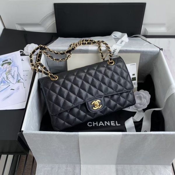 Chanel Classic 11.12 Handbag Caviar Gold Hardware Burgundy Interior