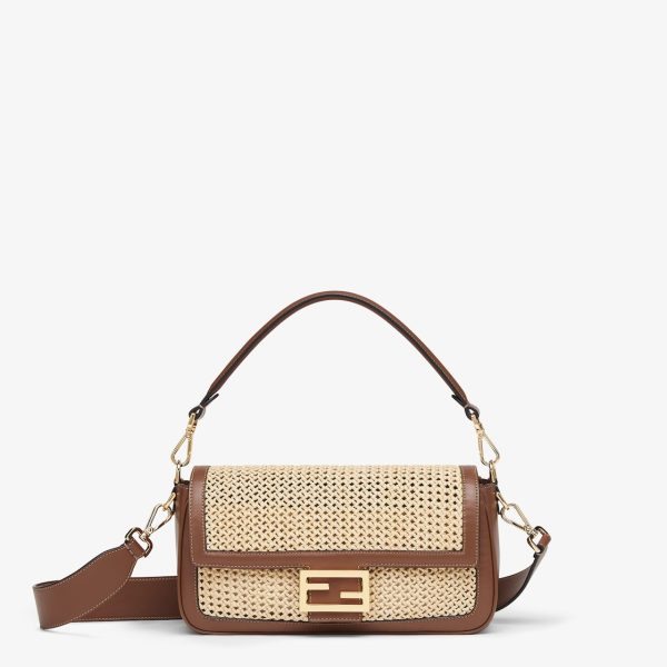 Baguette Brown Leather and Macramé Bag