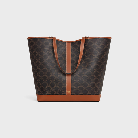 MEDIUM CABAS IN TRIOMPHE CANVAS AND CALFSKIN TAN