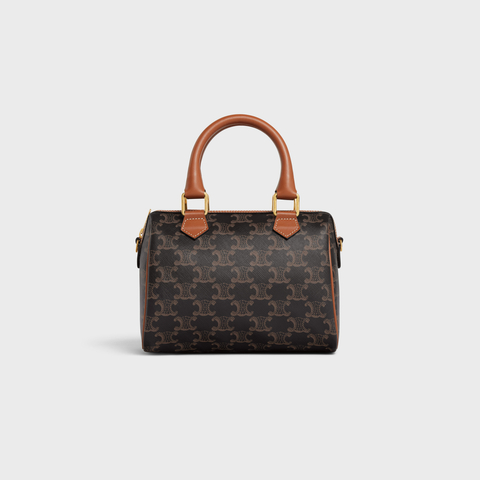SMALL BOSTON IN TRIOMPHE CANVAS AND CALFSKIN TAN