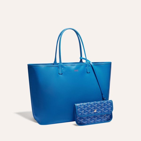 Goyard Goyardine Sky Blue Anjou PM Reversible Tote Palladium Hardware