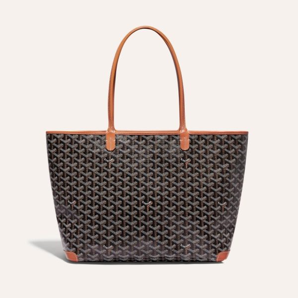 Goyard Artois Tote MM Black and Brown Goyardine Canvas & Chevroches Calfskin Palladium Hardware