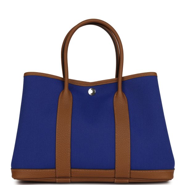 Hermes Garden Party 30 Bleu Electric Toile and Alezan Negonda Palladium Hardware