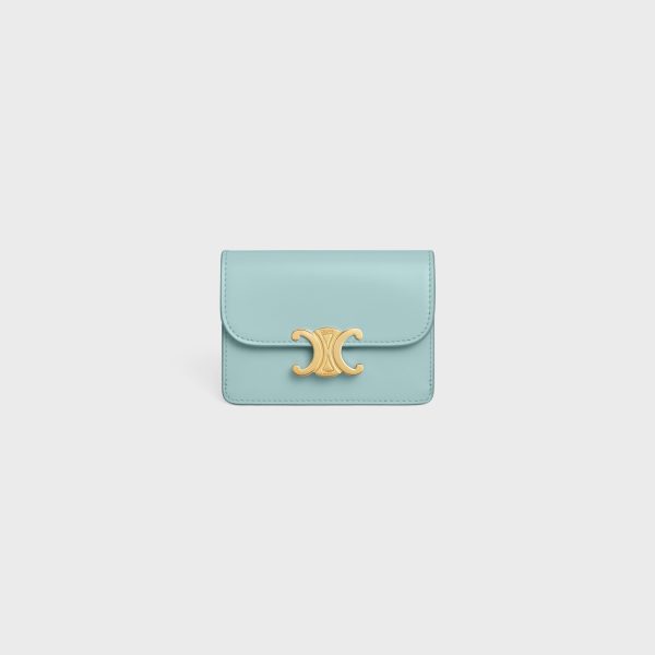 CARD HOLDER WITH FLAP TRIOMPHE IN SHINY CALFSKIN POOL