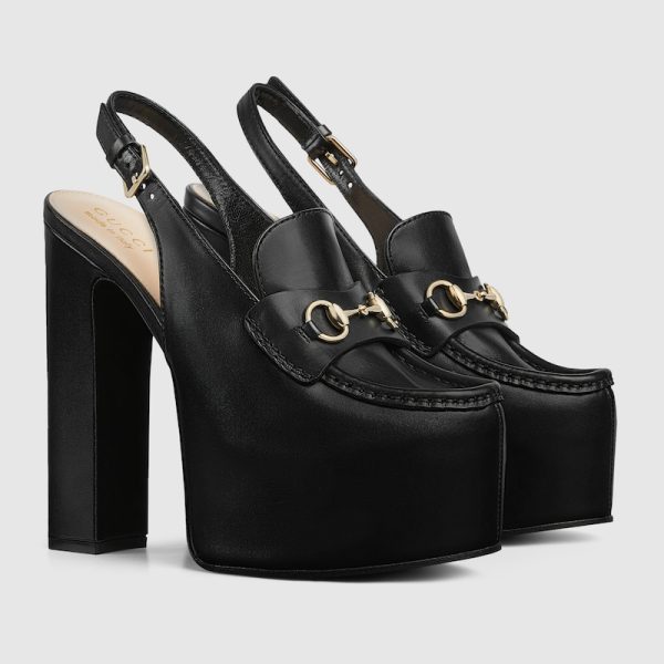 Womens Horsebit platform loafer slingback