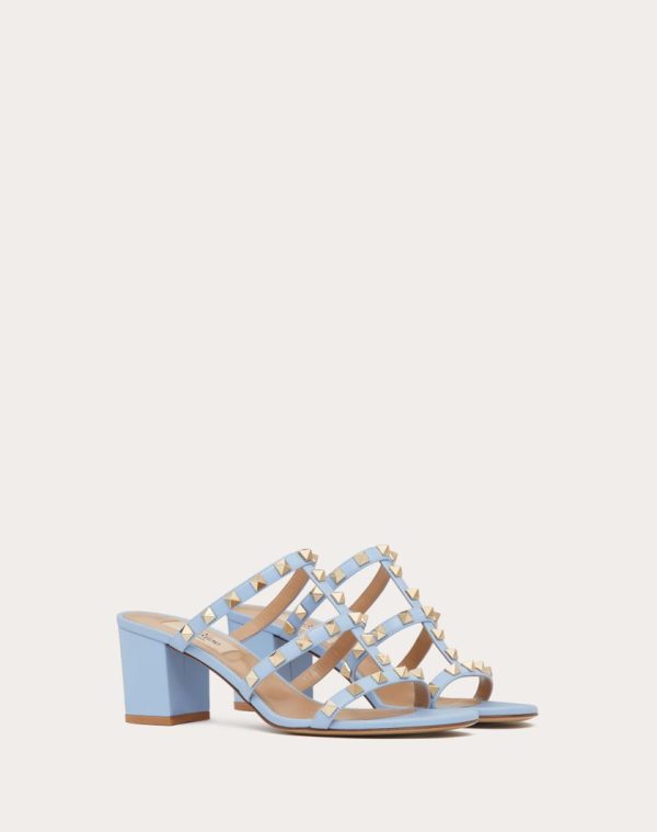 ROCKSTUD CALFSKIN LEATHER SLIDE SANDAL 60 MM