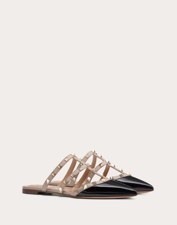 ROCKSTUD PATENT-LEATHER MULE
