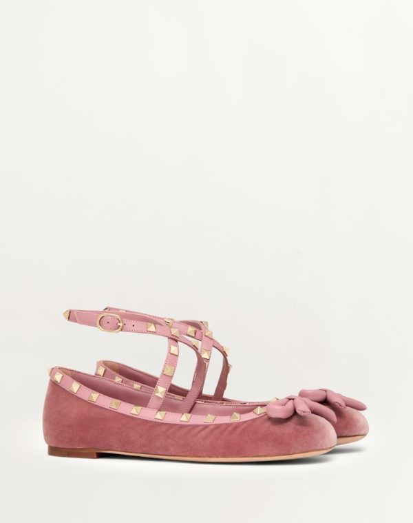 ROCKSTUD VELVET BALLERINA