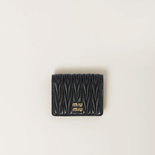 Small matelassé nappa leather wallet