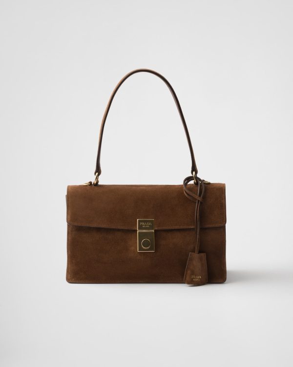 Prada Soft Sound Medium Suede Shoulder Bag
