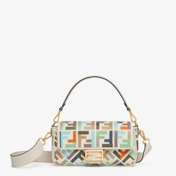 Baguette Canvas Bag With Multicolor FF Embroidery