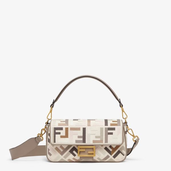 Baguette Canvas Bag With Multicolor FF Embroidery
