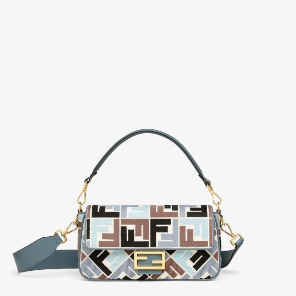 Baguette Canvas Bag With Multicolor FF Embroidery
