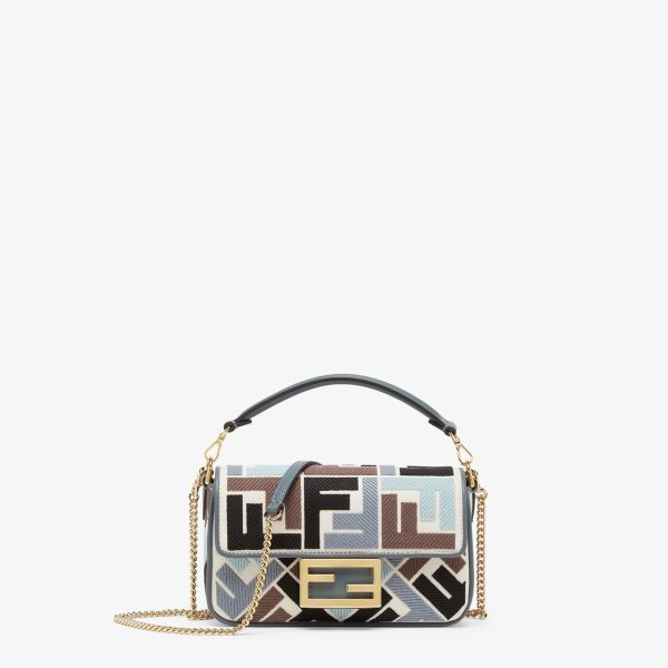 Baguette Mini Canvas Bag With Multicolor FF Embroidery